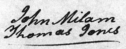 John Milam Signature 9 DEC 1791